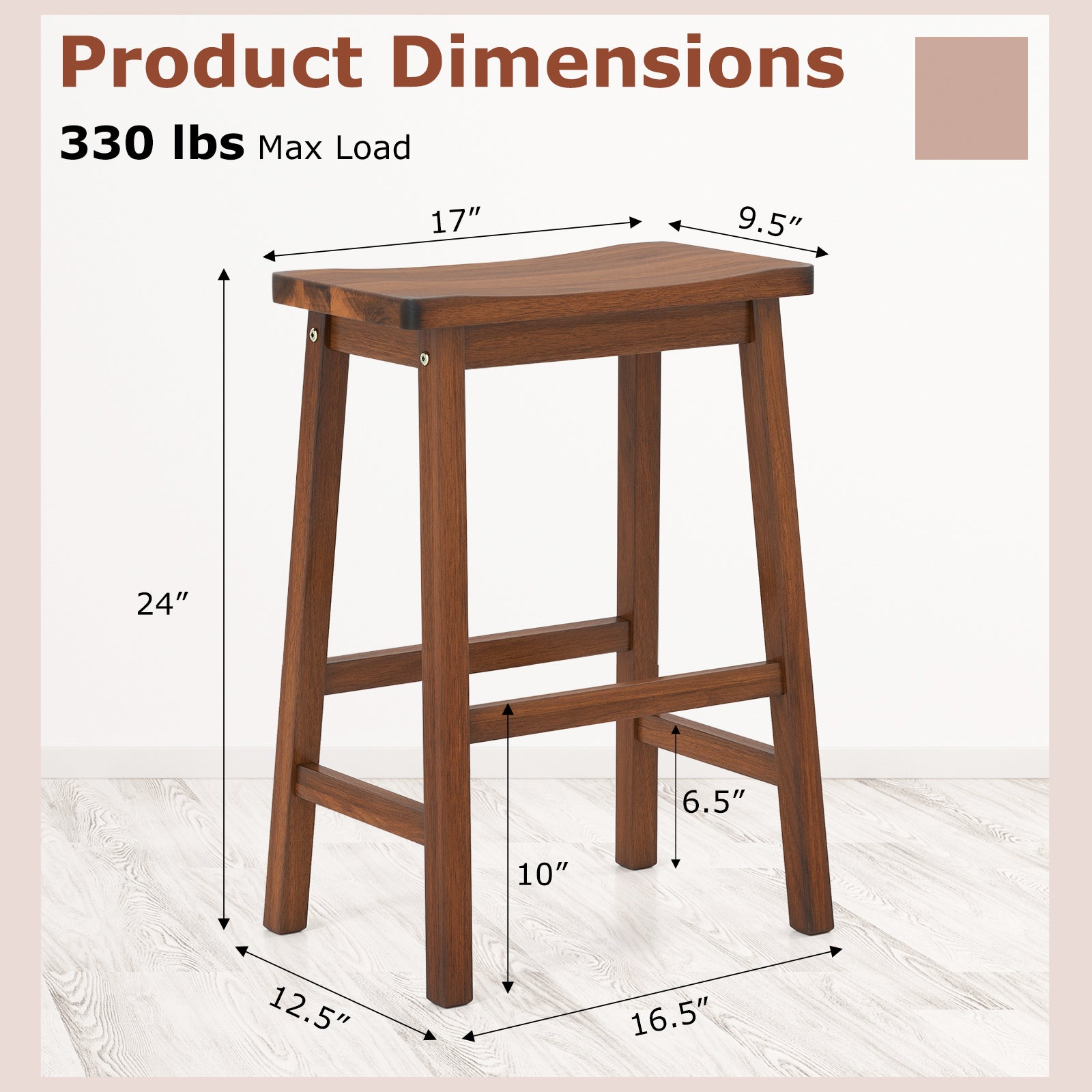 Set of 2 Saddle-Seat Counter Height Stools with Curved Seat and Footrests, Walnut Bar Stools at Gallery Canada