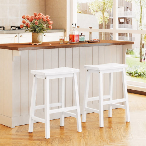 Set Of 2 Saddle-Seat Counter Stools, Beige