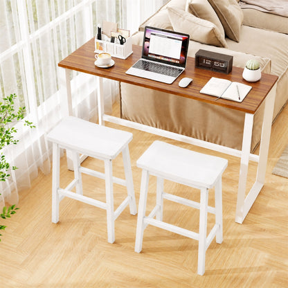 Lot de 2 tabourets de comptoir à siège selles, beige