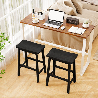 Set Of 2 Saddle-Seat Counter Height Stools With Curved Seat, Black