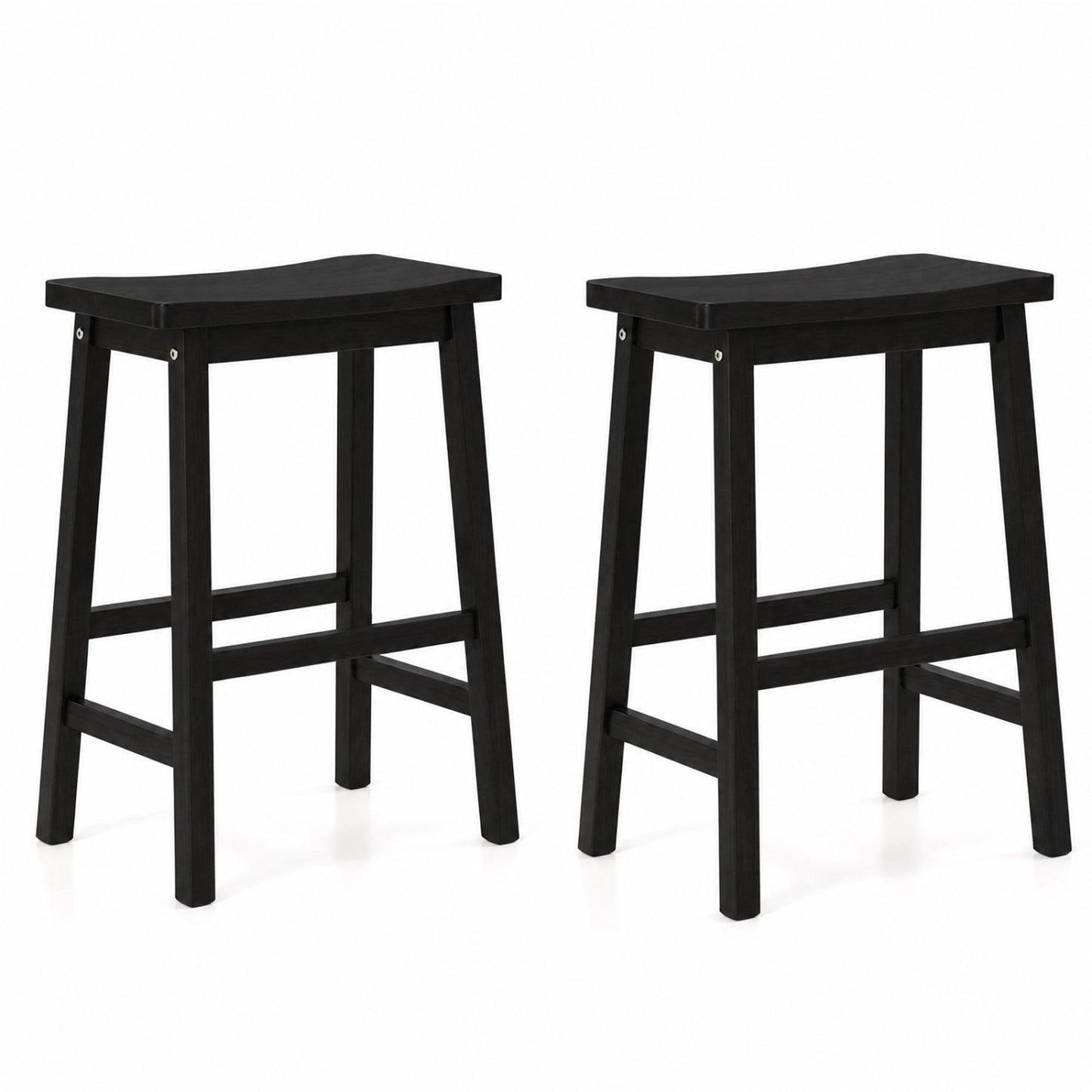 Set Of 2 Saddle-Seat Counter Height Stools With Curved Seat, Black