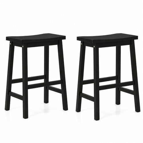 Set Of 2 Saddle-Seat Counter Height Stools With Curved Seat, Black