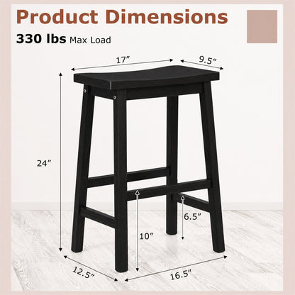 Set Of 2 Saddle-Seat Counter Height Stools With Curved Seat, Black