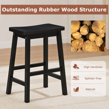 Set Of 2 Saddle-Seat Counter Height Stools With Curved Seat, Black