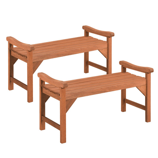 Solid Wood Backless Garden Bench, 2-Piece, Curved Seat Outdoor Benches Natural at Gallery Canada