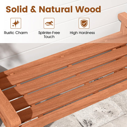 Solid Wood Backless Garden Bench, 2-Piece, Curved Seat