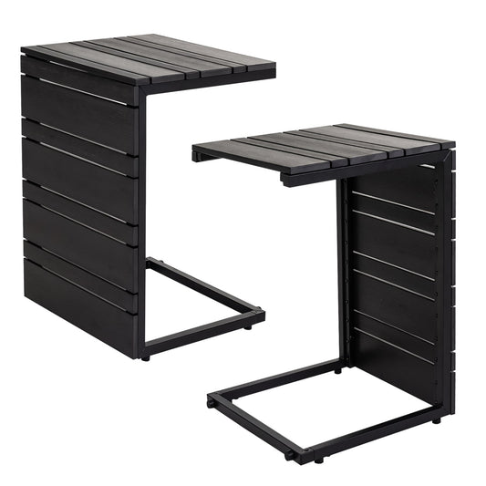 Set of 2 C-Shaped Side Tables, Wood-Plastic Top, Black End & Side Tables Black at Gallery Canada