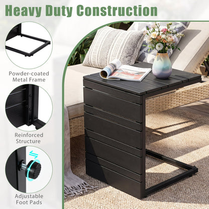 Ensemble de 2 tables d'appoint en forme de C, dessus en bois-plastique, noir