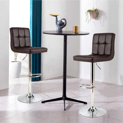 Set of 2 Square Swivel Adjustable PU Leather Bar Stools with Back and Footrest, Coffee Bar Stools at Gallery Canada