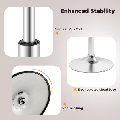 Set Of 2 Square Swivel Adjustable PU Leather Bar Stools, Black