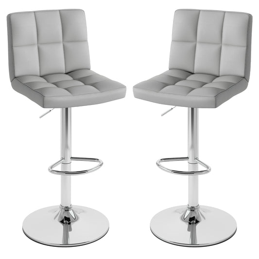 Set Of 2 Square Swivel Adjustable Bar Stools, Gray Bar Stools Gray at Gallery Canada
