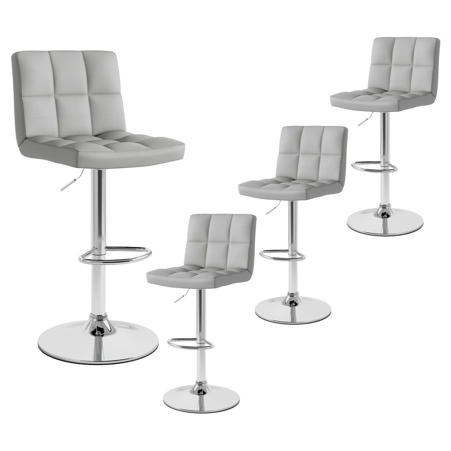 Set Of 2 Square Swivel Adjustable Bar Stools, Gray Bar Stools at Gallery Canada