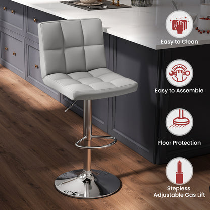 Set Of 2 Square Swivel Adjustable Bar Stools, Gray Bar Stools at Gallery Canada