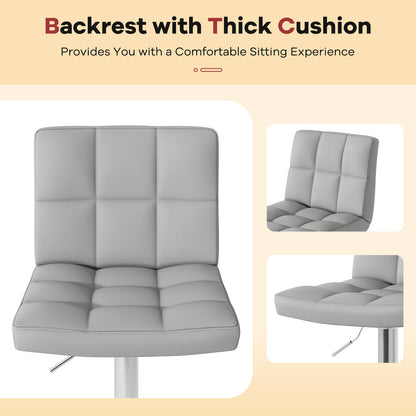 Set Of 2 Square Swivel Adjustable Bar Stools, Gray Bar Stools at Gallery Canada