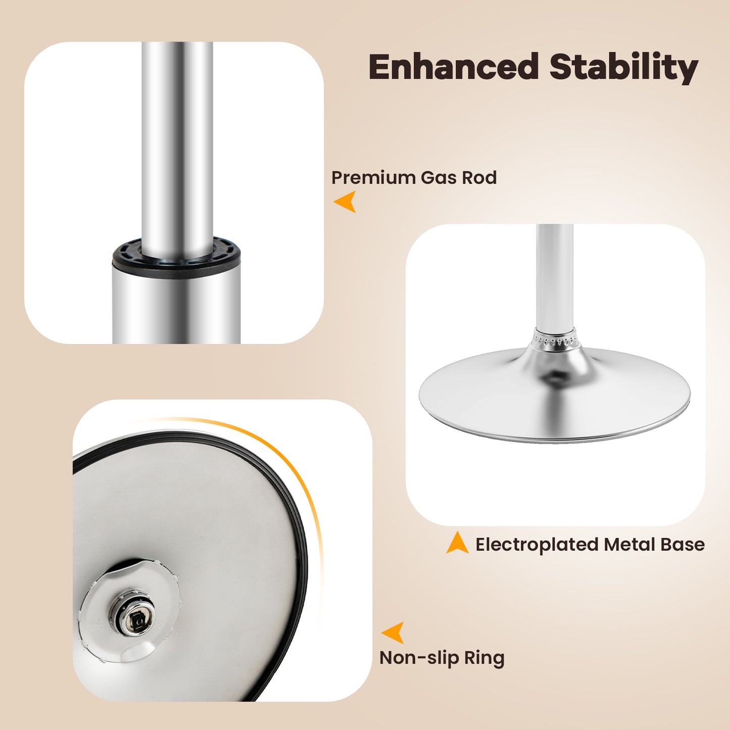 Square Swivel Adjustable PU Leather Bar Stools, Set of 2, White