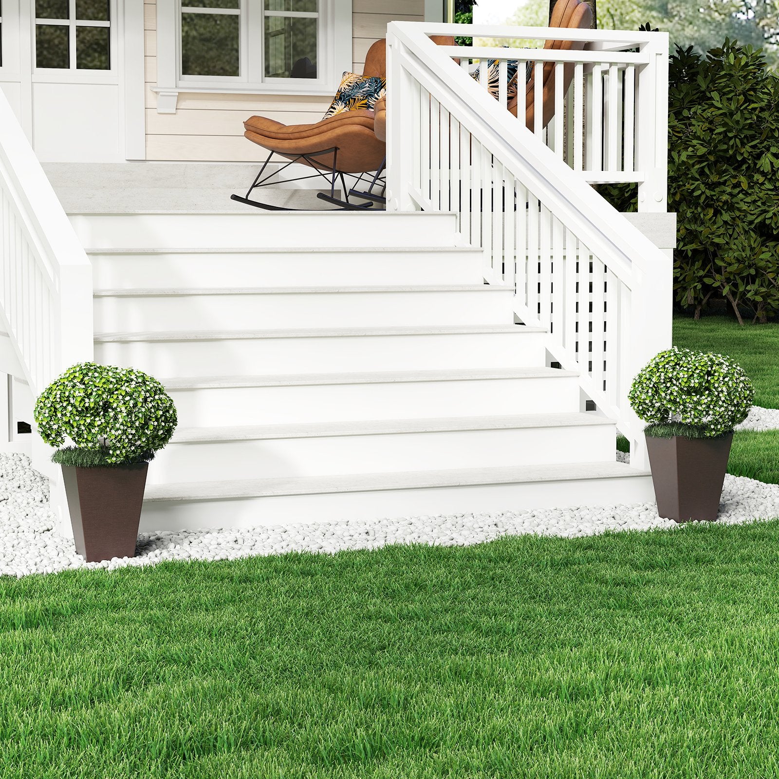 Set of 2 Square Taper Planter with Removable Inner Bucket and Optional Drainage Hole-S, Brown Raised Garden Beds at Gallery Canada