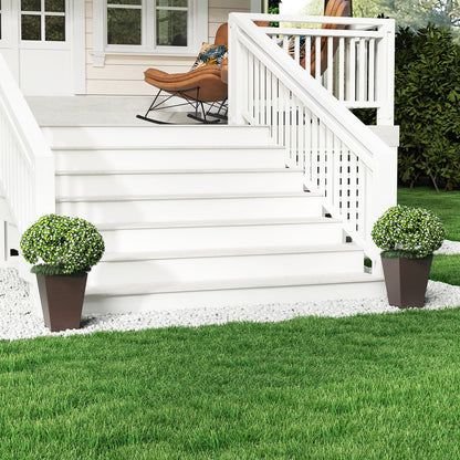 Set of 2 Square Taper Planter with Removable Inner Bucket and Optional Drainage Hole-S, Brown Raised Garden Beds at Gallery Canada