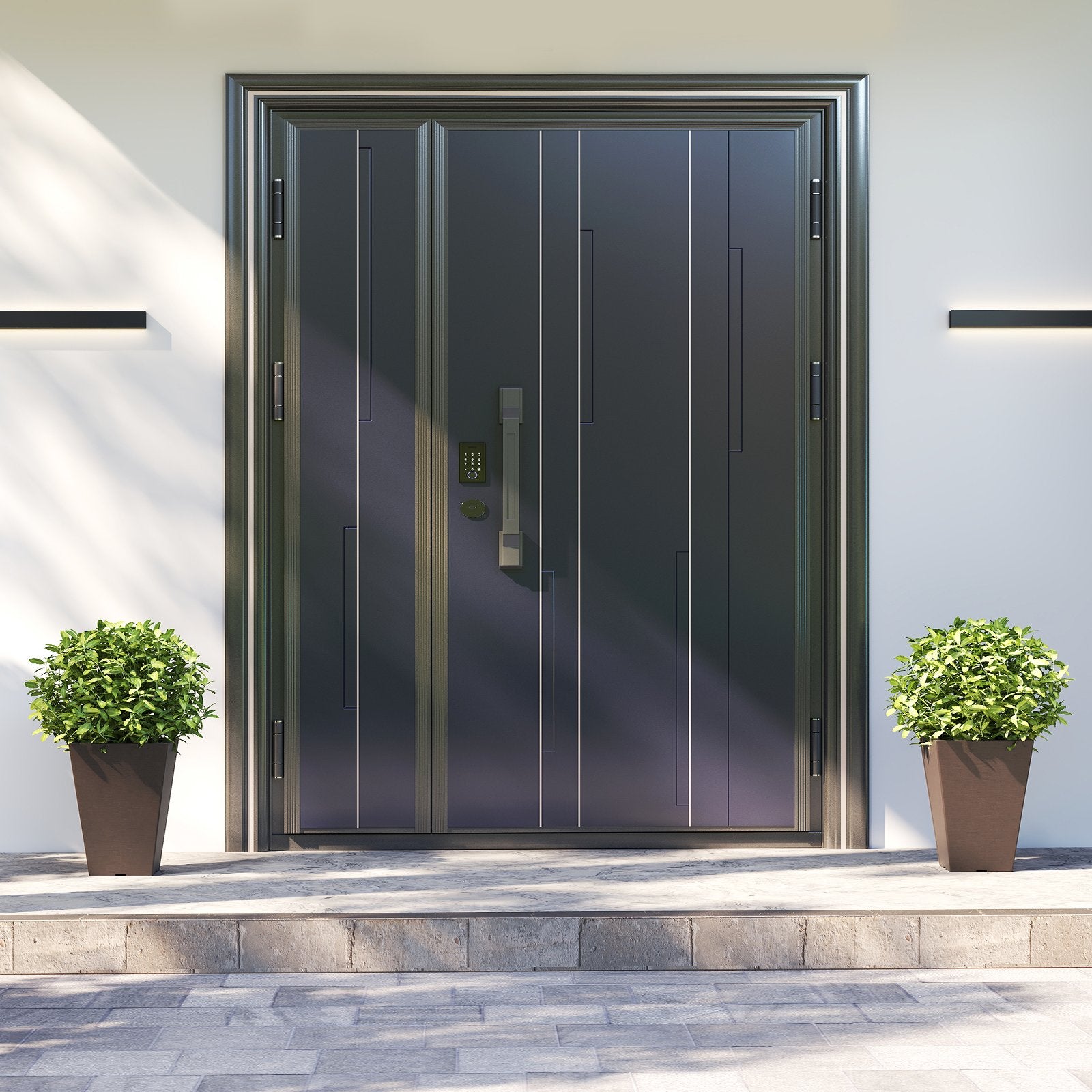 Set of 2 Square Taper Planter with Removable Inner Bucket and Optional Drainage Hole-S, Brown Raised Garden Beds at Gallery Canada