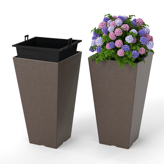 Square Taper Planter Set, M, Removable Bucket, Drainage Hole, Brown Raised Garden Beds Brown at Gallery Canada