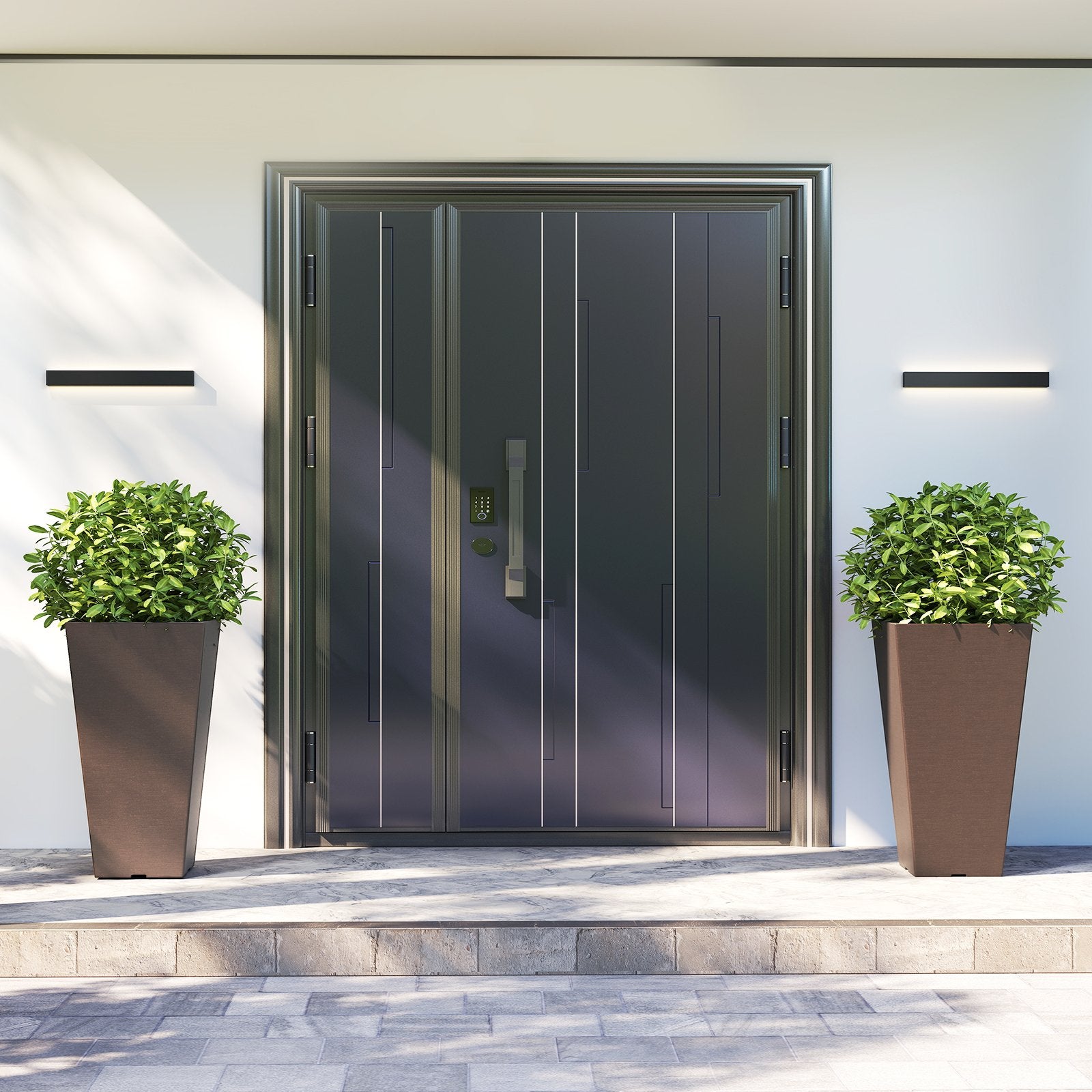 Set of 2 Square Taper Planter with Removable Inner Bucket and Optional Drainage Hole-M, Brown Raised Garden Beds at Gallery Canada