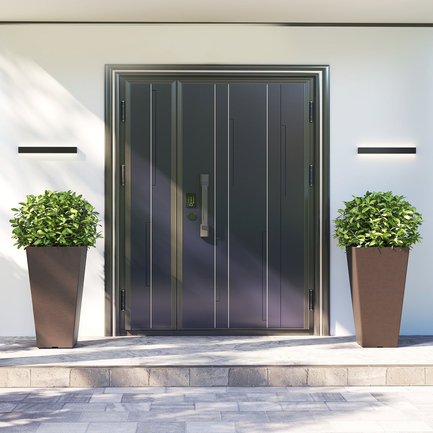 Set of 2 Square Taper Planter with Removable Inner Bucket and Optional Drainage Hole-M, Brown Raised Garden Beds at Gallery Canada