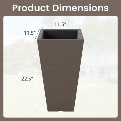 Set of 2 Square Taper Planter with Removable Inner Bucket and Optional Drainage Hole-M, Brown Raised Garden Beds at Gallery Canada