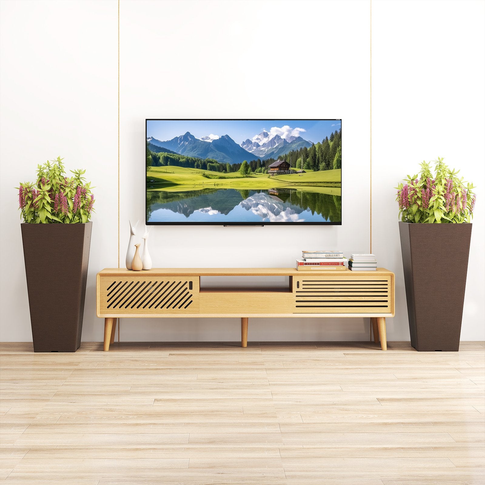 Set of 2 Square Taper Planter with Removable Inner Bucket and Optional Drainage Hole-M, Brown Raised Garden Beds at Gallery Canada