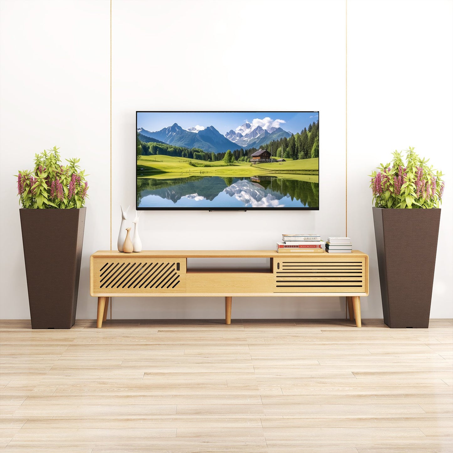 Set of 2 Square Taper Planter with Removable Inner Bucket and Optional Drainage Hole-M, Brown Raised Garden Beds at Gallery Canada