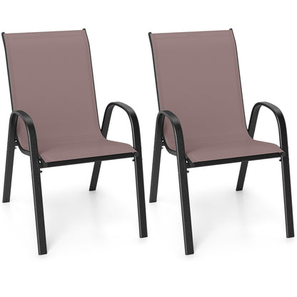 Stackable Patio Dining Chairs, Set of 2, Brown Patio Dining Chairs Brown at Gallery Canada