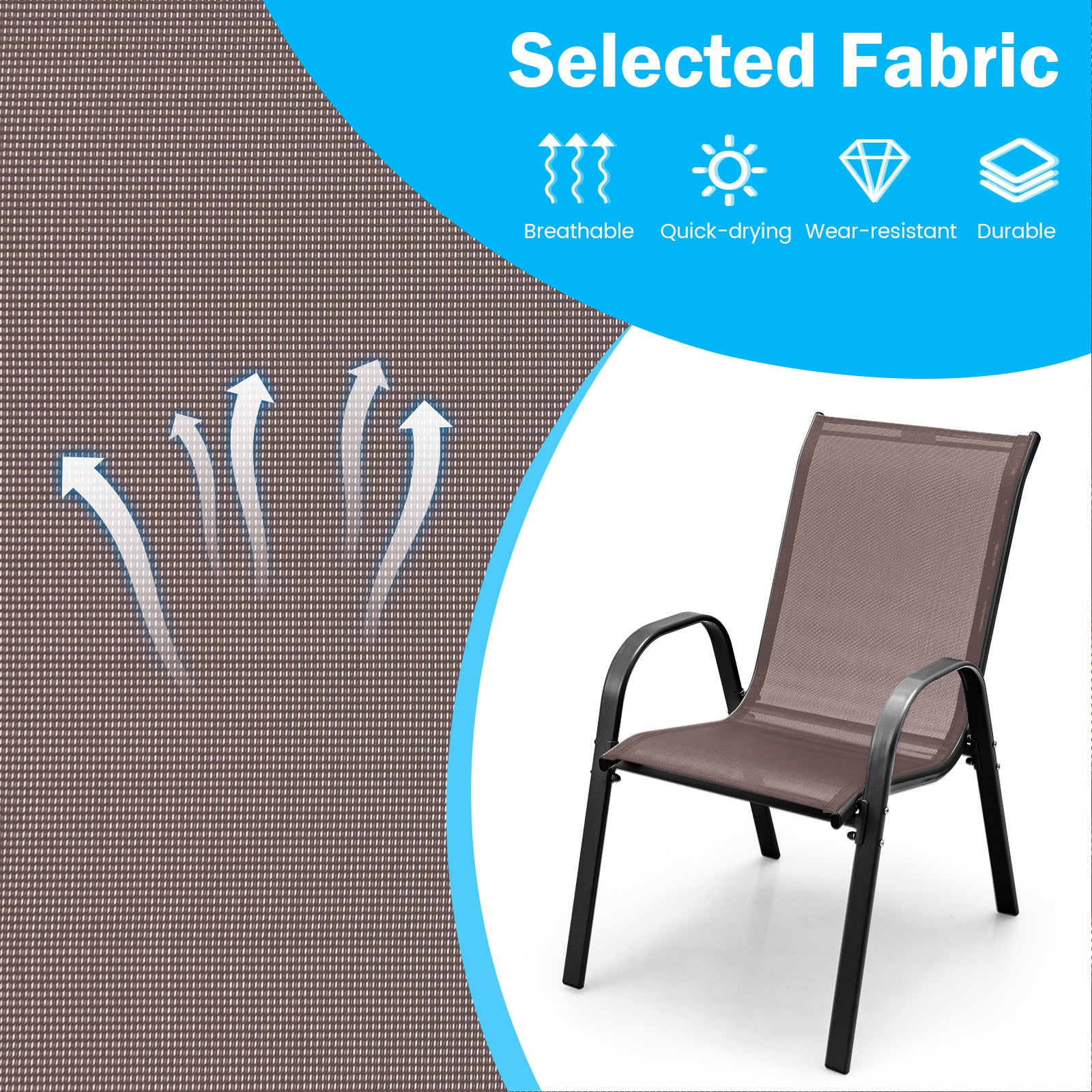 Stackable Patio Dining Chairs, Set of 2, Brown Patio Dining Chairs at Gallery Canada