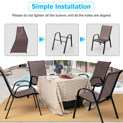 Stackable Patio Dining Chairs, Set of 2, Brown Patio Dining Chairs at Gallery Canada