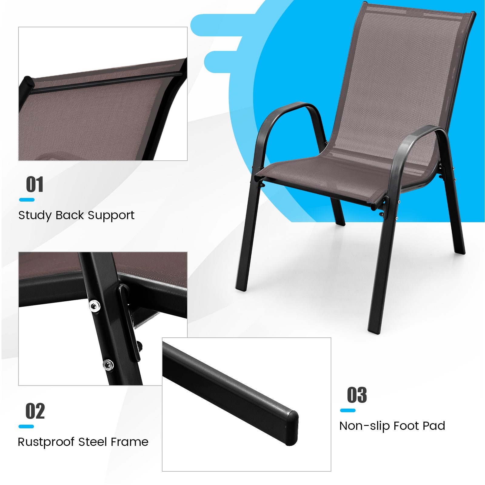 Stackable Patio Dining Chairs, Set of 2, Brown Patio Dining Chairs at Gallery Canada