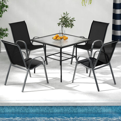 Stackable Patio Dining Chairs Set, 2 Pack, Black Patio Dining Chairs at Gallery Canada