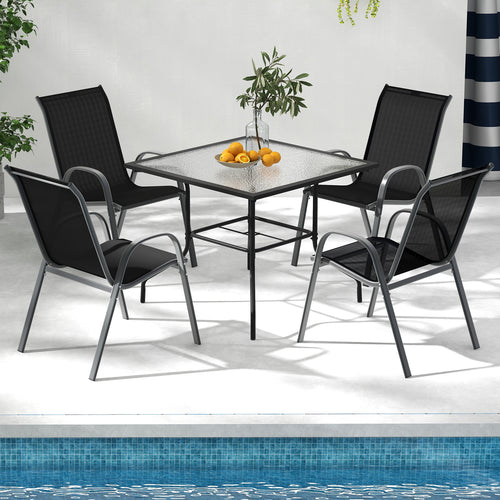 Stackable Patio Dining Chairs Set, 2 Pack, Black