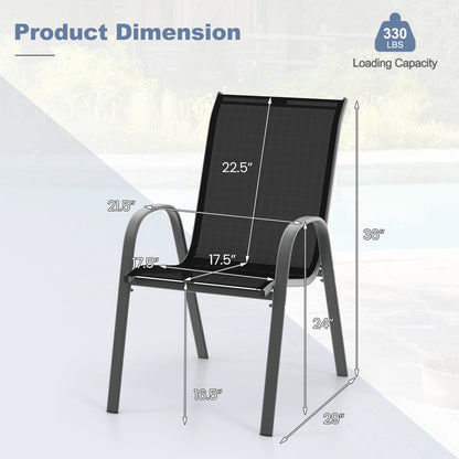 Stackable Patio Dining Chairs Set, 2 Pack, Black Patio Dining Chairs at Gallery Canada