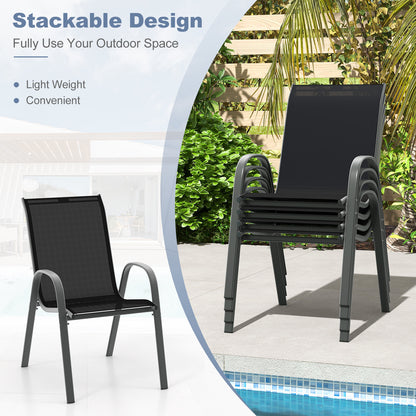 Stackable Patio Dining Chairs Set, 2 Pack, Black Patio Dining Chairs at Gallery Canada