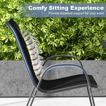 Stackable Patio Dining Chairs Set, 2 Pack, Black Patio Dining Chairs at Gallery Canada