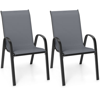 Stackable Patio Dining Chairs, Set of 2, Gray Patio Dining Chairs Gray at Gallery Canada