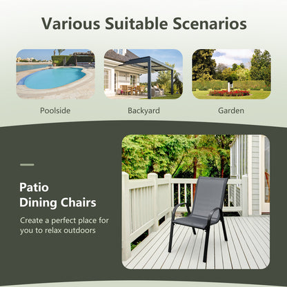 Stackable Patio Dining Chairs, Set of 2, Gray Patio Dining Chairs at Gallery Canada