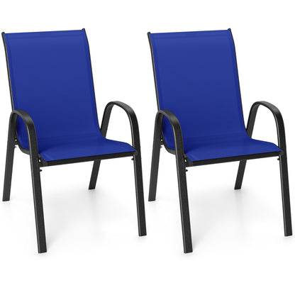 Stackable Patio Dining Chairs Set, 2 Chairs, Navy Patio Dining Chairs Navy at Gallery Canada