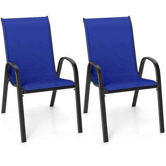 Stackable Patio Dining Chairs Set, 2 Chairs, Navy Patio Dining Chairs Navy at Gallery Canada