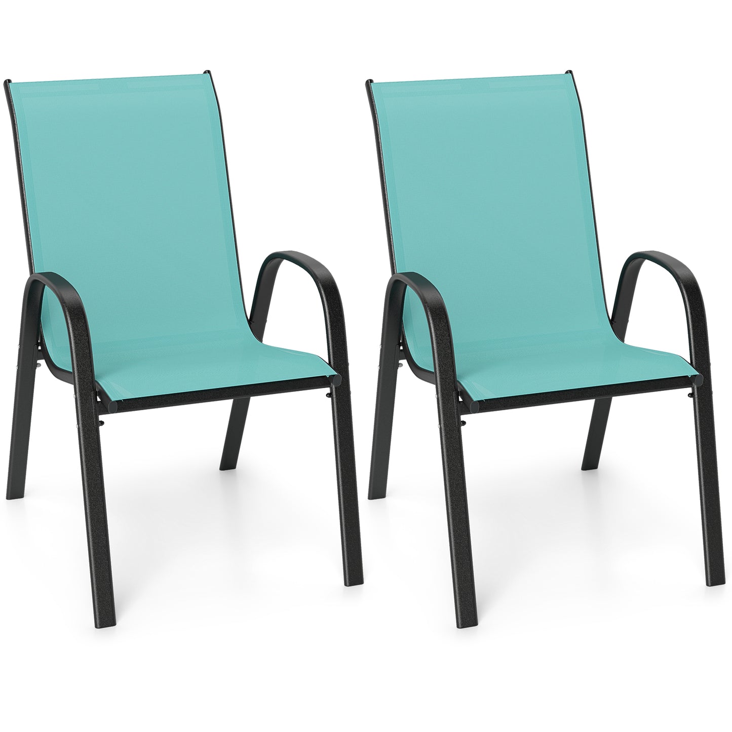 Stackable Patio Dining Chairs, Set of 2, Turquoise Patio Dining Chairs Turquoise at Gallery Canada