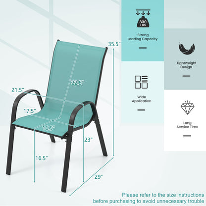 Stackable Patio Dining Chairs, Set of 2, Turquoise Patio Dining Chairs at Gallery Canada