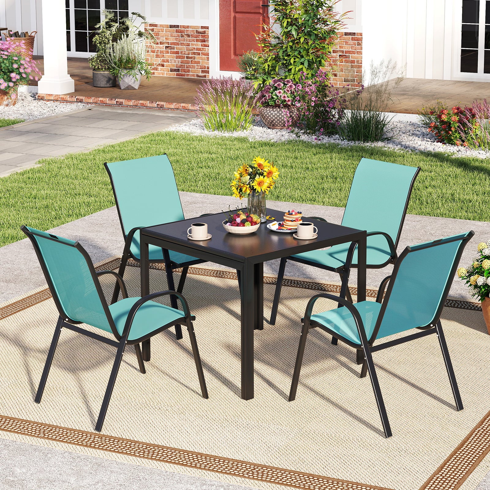 Stackable Patio Dining Chairs, Set of 2, Turquoise Patio Dining Chairs at Gallery Canada