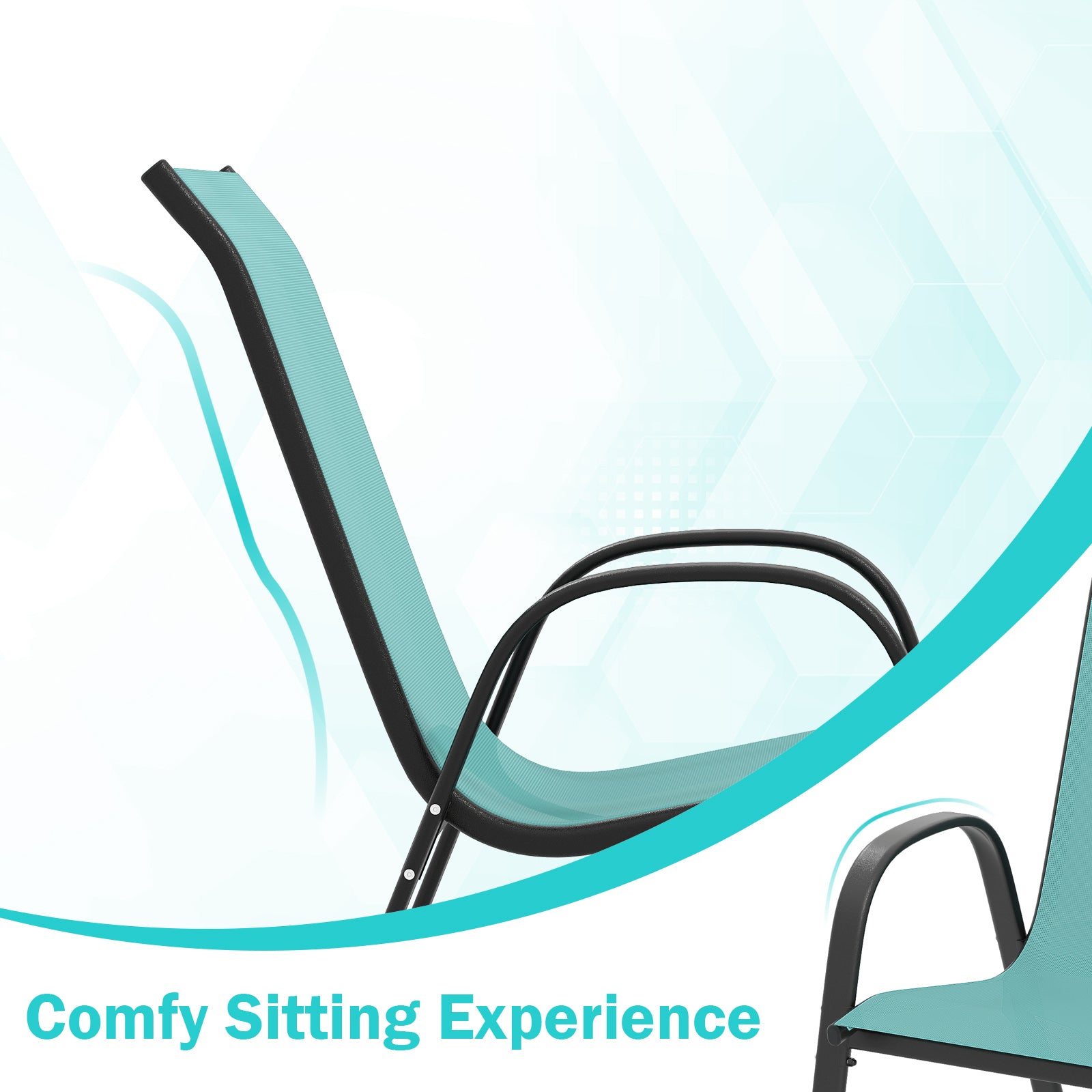 Stackable Patio Dining Chairs, Set of 2, Turquoise Patio Dining Chairs at Gallery Canada