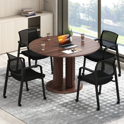 Set of 2 Stackable Rolling Office Chairs, Mesh Backrest, Black Conference Chairs at Gallery Canada