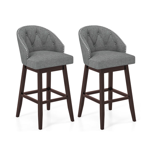 Set Of 2 Swivel Bar Stools, Padded Back, Gray Bar Stools Gray at Gallery Canada