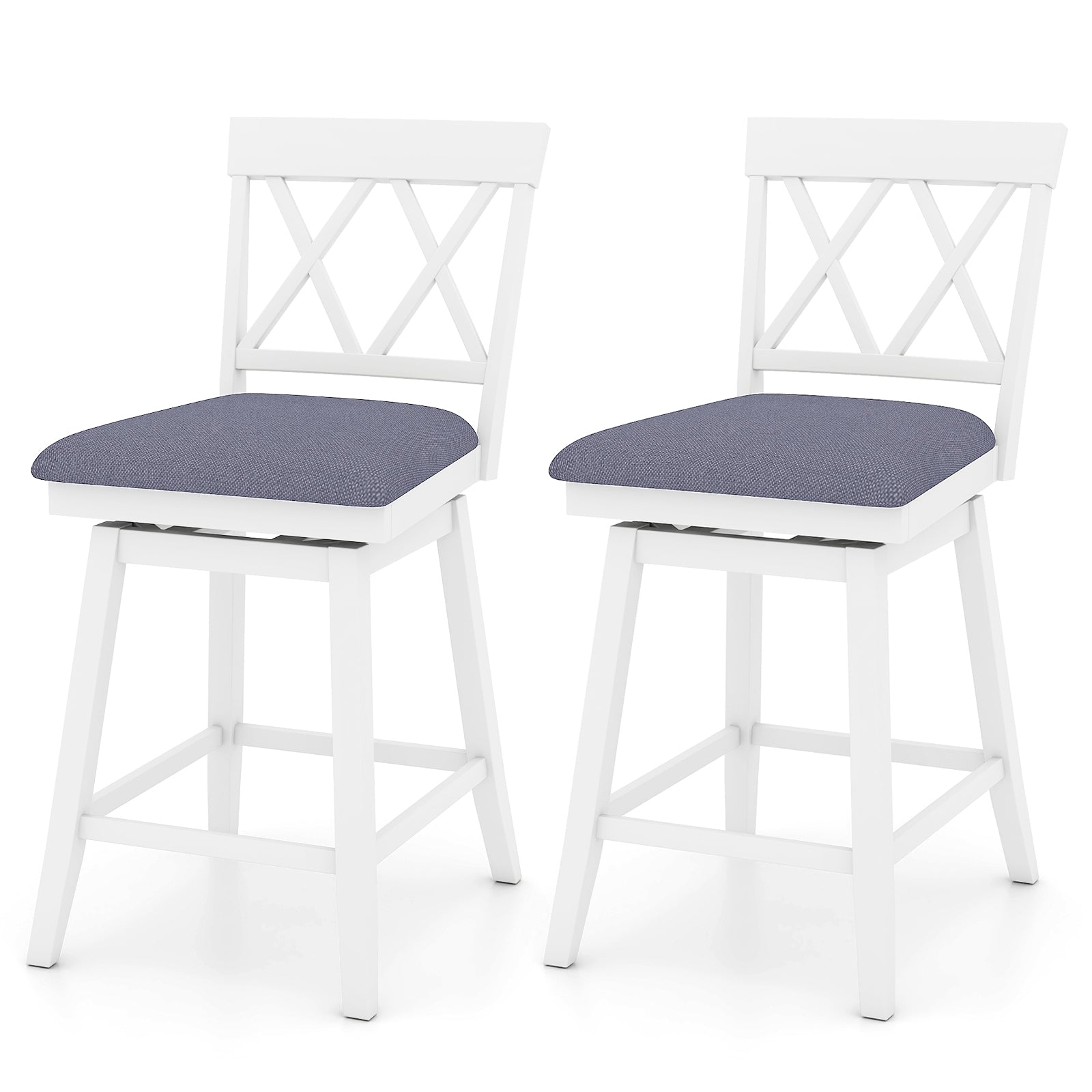 Set of 2 Swivel Bar Stools Counter Height Barstools with Backrest Upholstered Seat Cushion-24 inches Bar Stools Options at Gallery Canada