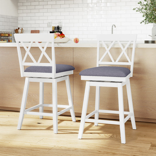 Set of 2 Swivel Bar Stools Counter Height Barstools with Backrest Upholstered Seat Cushion-24 inches Bar Stools Options at Gallery Canada