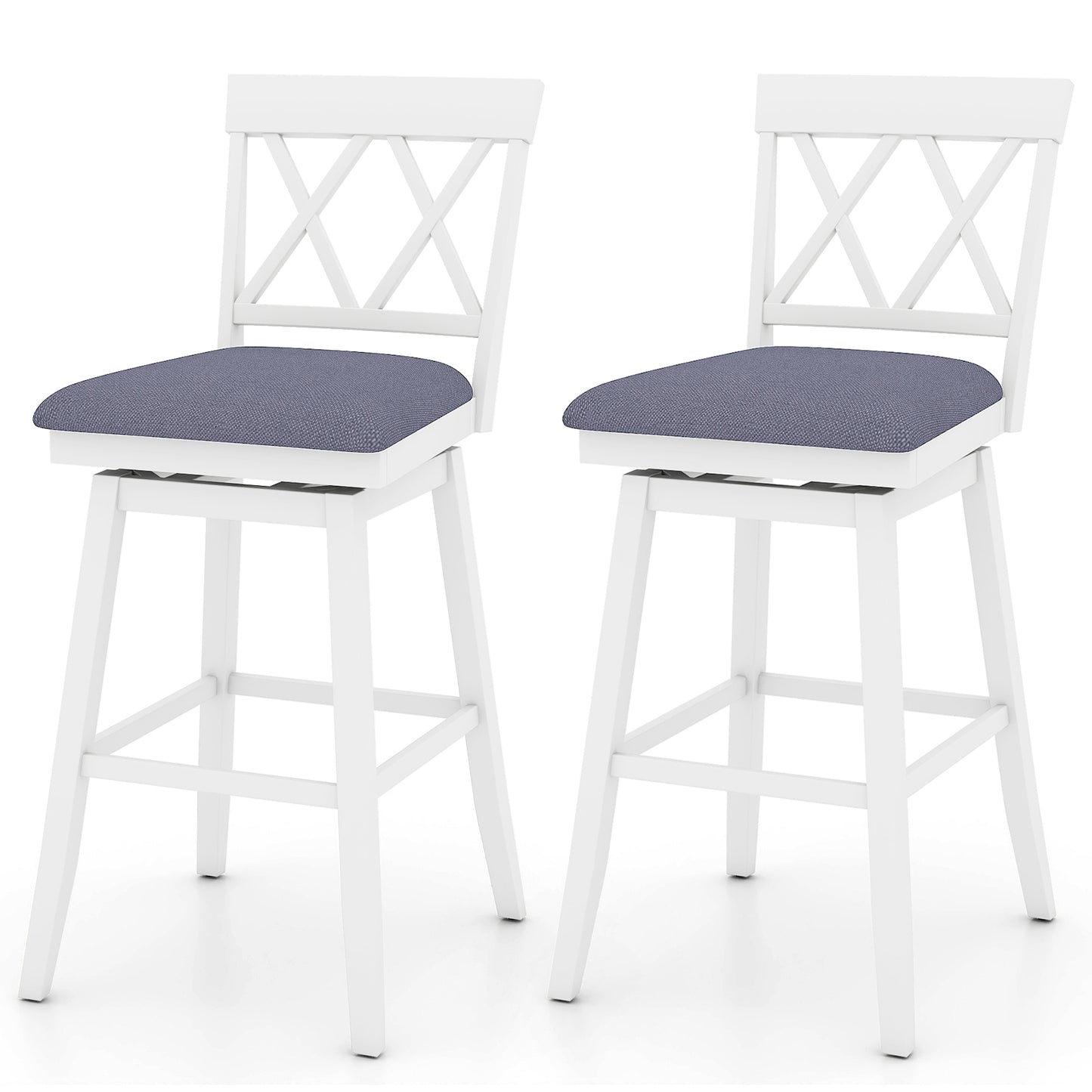 Set of 2 Swivel Bar Stools Counter Height Barstools with Backrest Upholstered Seat Cushion-29 Inches Bar Stools Options at Gallery Canada